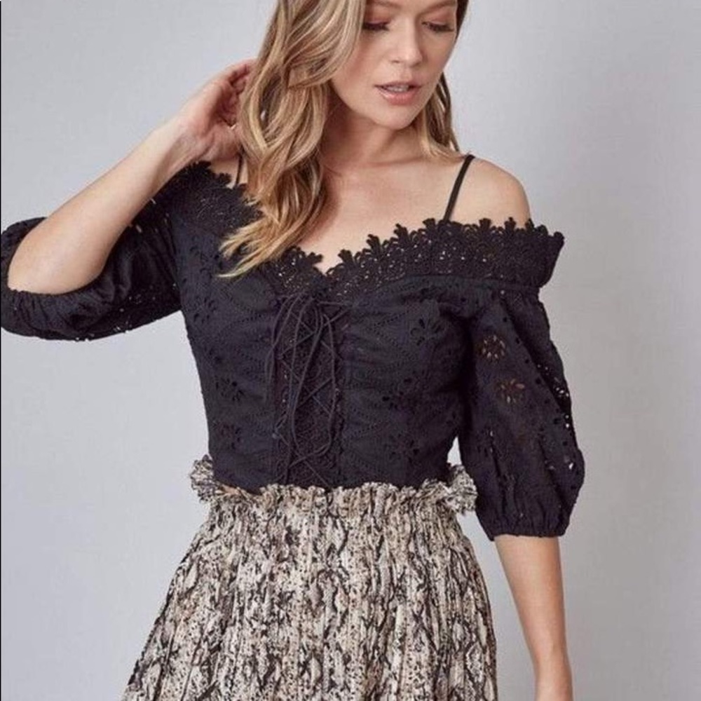 Do + Be Abiba Off the Shoulder Lace Top